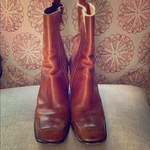 Light brown mid calf boots